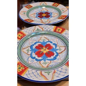 HD Designs HDQ10 Set 2 Italian Talavera Floral Ceramic Dinner Plates Multicolor